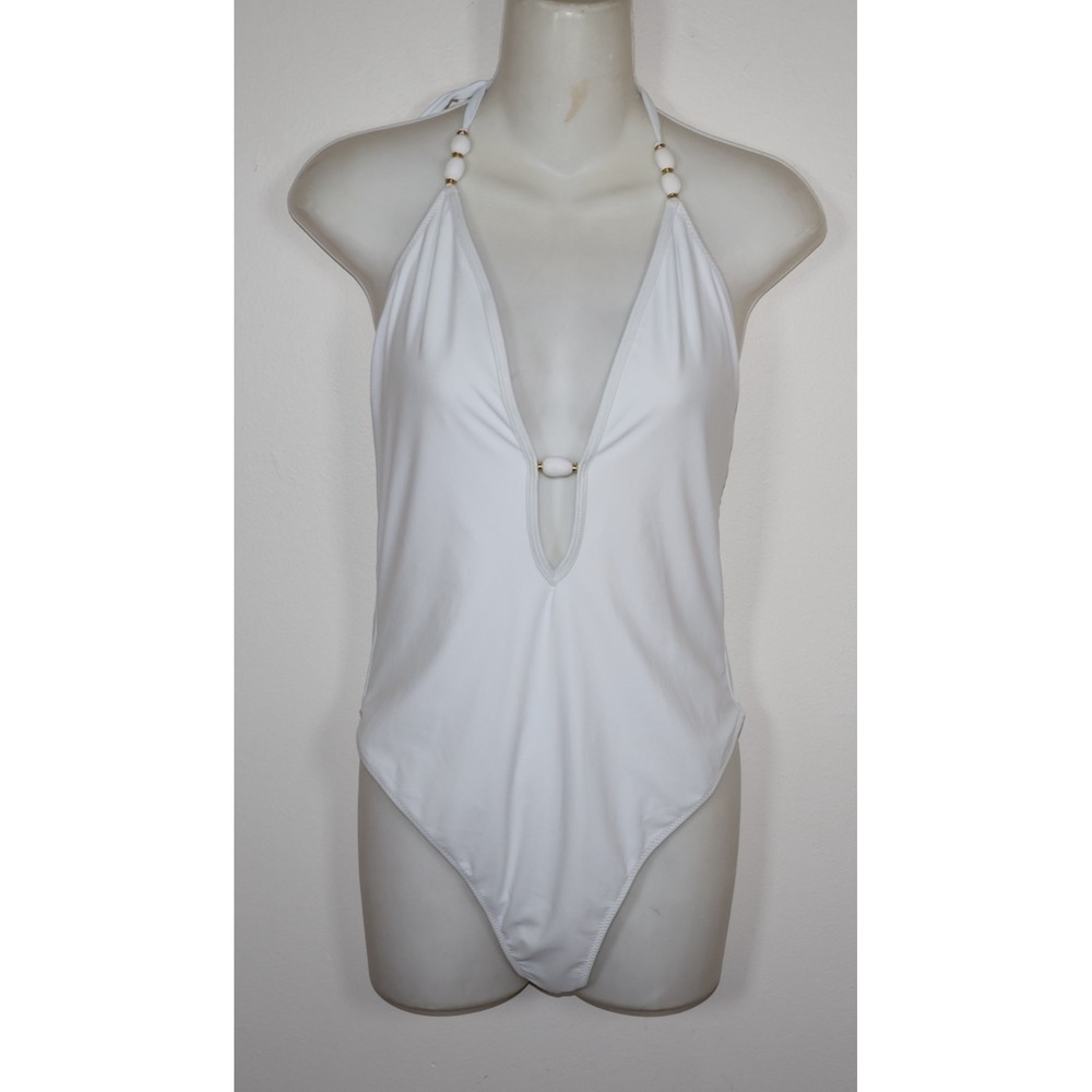 Ramy Brook Size Large White Kailey Halter One Piece Swimsuit - Picture 9 of 11